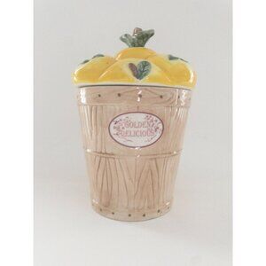 Pfaltzgraff Golden Delicious Apple Basket Ceramic Cookie Jar 11" Dishwasher & Mi